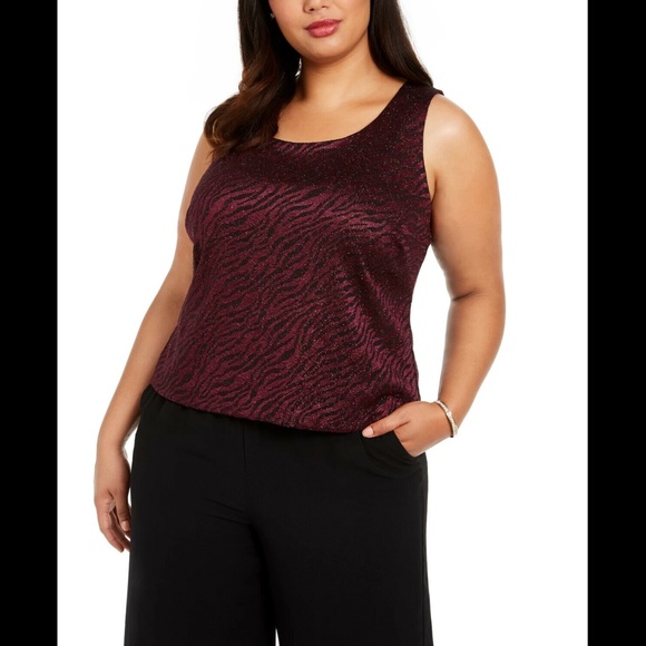 NWT Alex Evenings [ Plus Size 1X ] Animal Print‎ Twinset Tank + Jacket - Picture 2 of 12